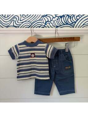 Vintage Winnie the Pooh Baby Boys Baseball Set Shirt & Jeans Size 3-6 Months